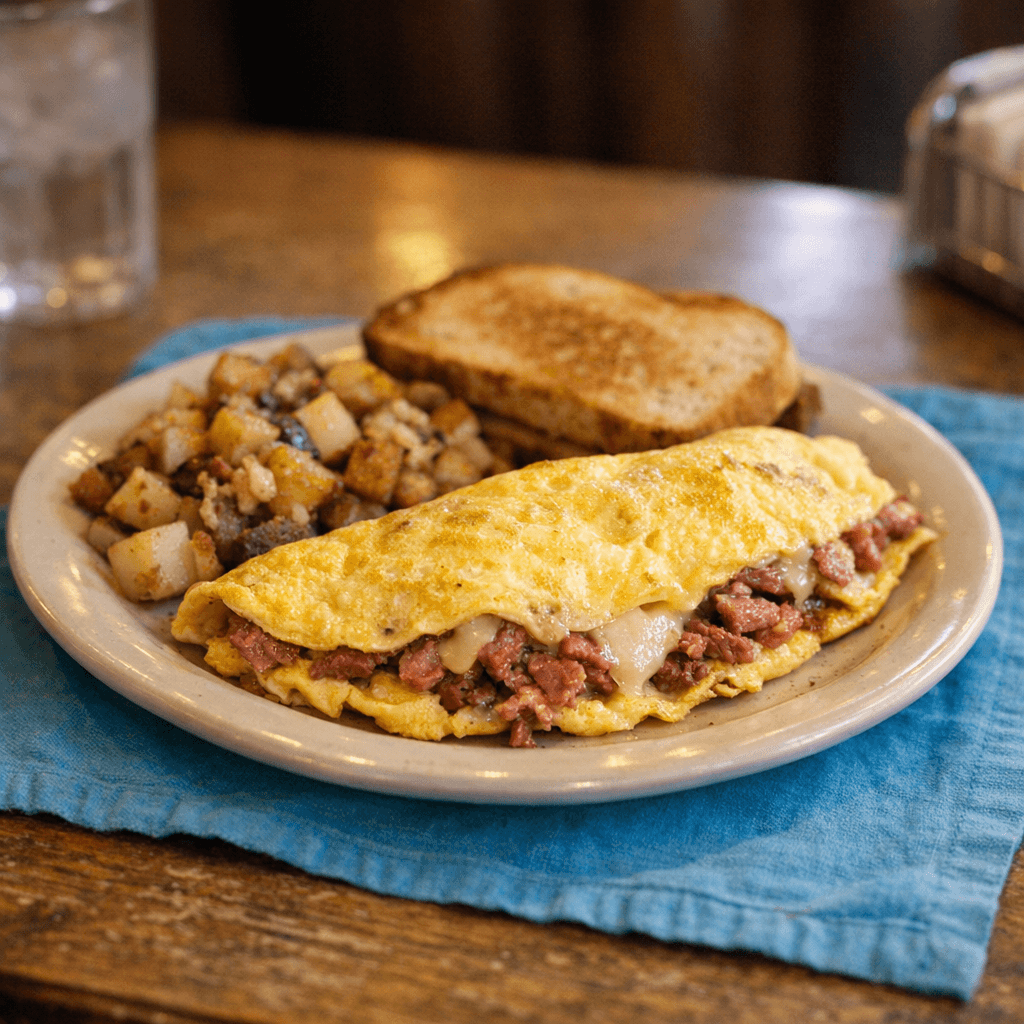 Corned Beef & Swiss Omelet