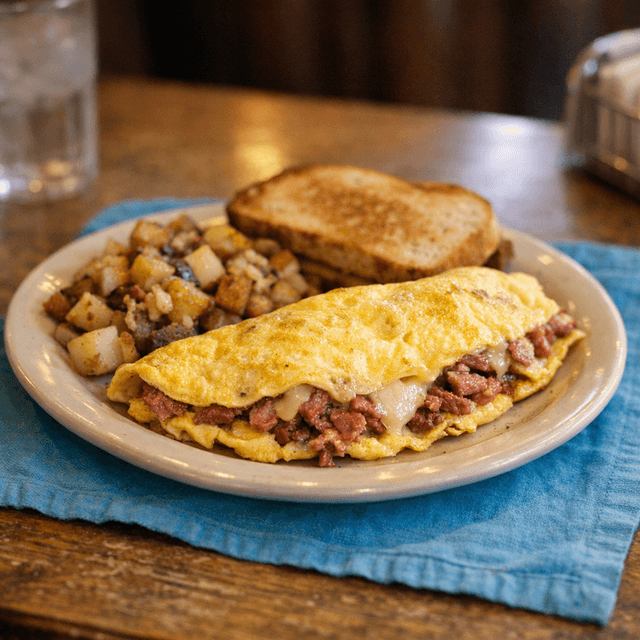 Corned Beef & Swiss Omelet